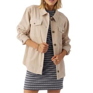 H&M Divided tan oversized denim shacket style jean jacket over shirt size XS